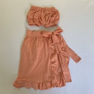Baileys Blossoms Wrap Skirt Maxi Bloomer Baby Girl 9-12 M‎ Coral Orange Ruffle